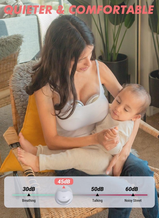 FCF E1 | Hands Free Breast Pump 4 Modes & 12 Levels,Wearable Breast Pump,Smart LCD Display, Rechargeable,with 4 Size Flange,& Breast Milk Collector,2 Pack, White - Image 4